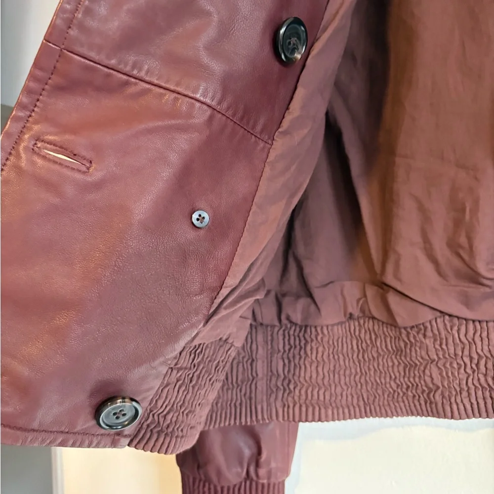 J. Crew Collection Leather Jacket oxblood - sz 10 - Picture 4 of 7